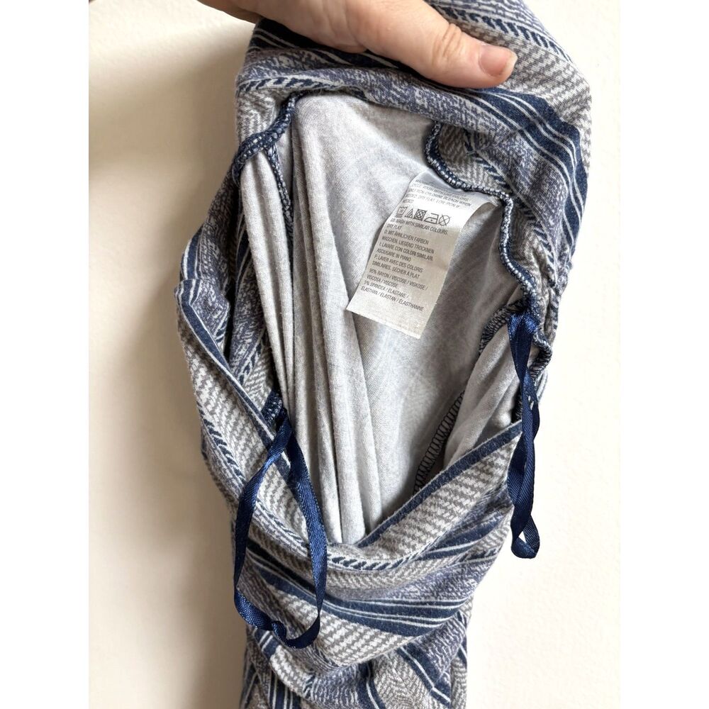 QVC Wide Leg Palazzo Pant Blue Stripe High Waist Flowy Lounge Flare Lisa Rinna S - Picture 8 of 9